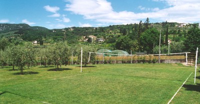 Volleyball- und Federballplatz auf Rasen